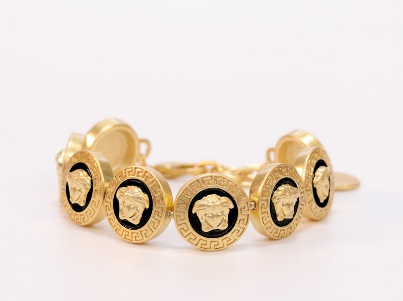 Black & gold medusa bracelet
