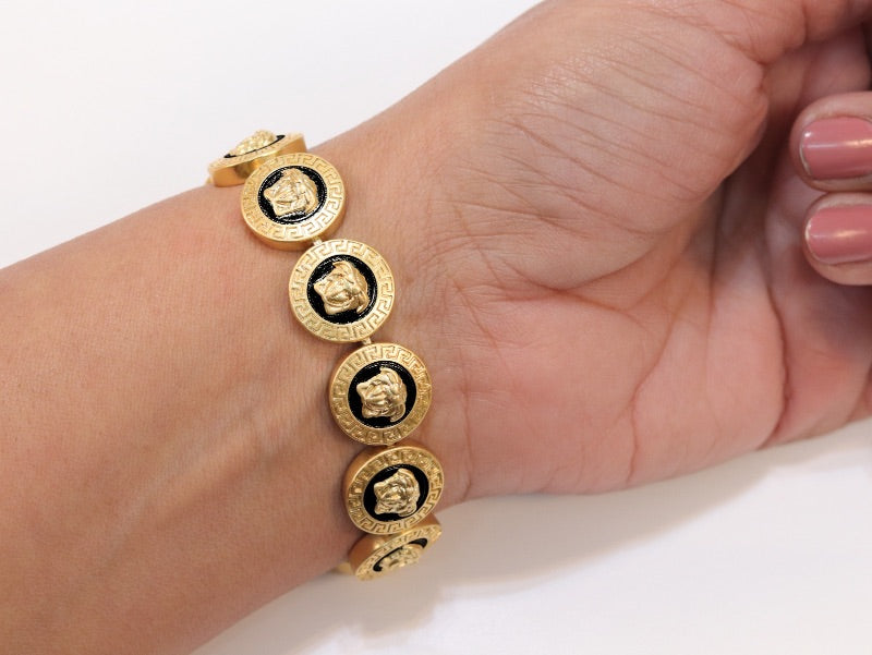 Black & gold medusa bracelet