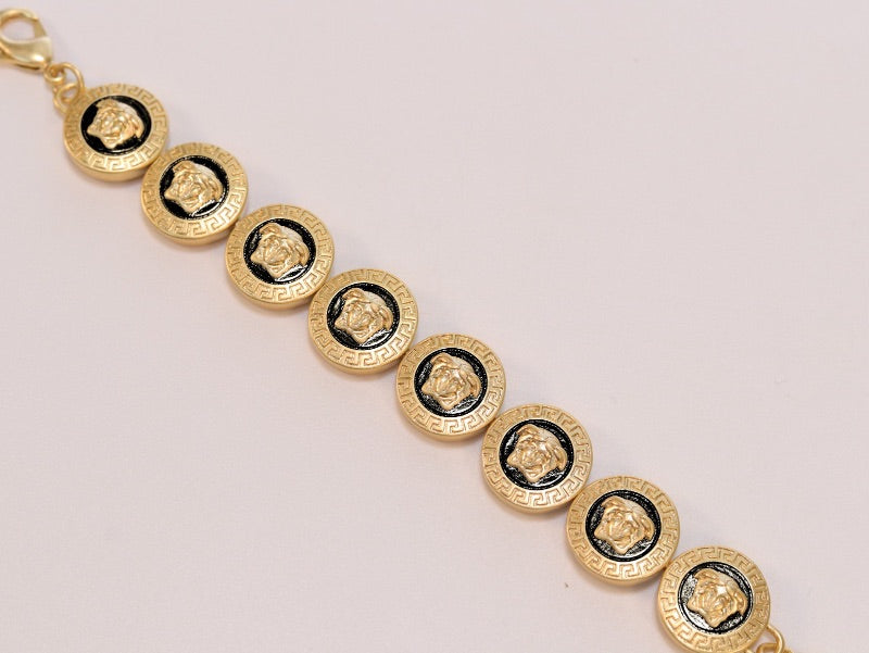 Black & gold medusa bracelet