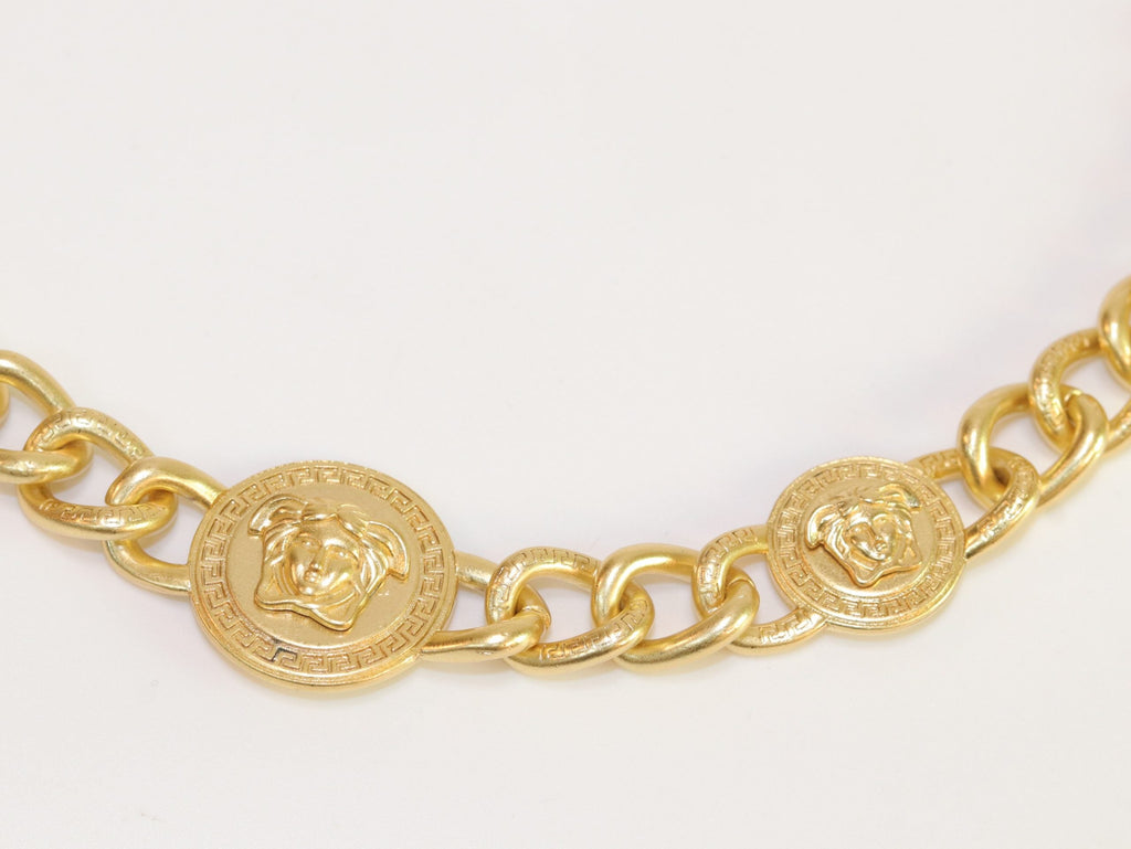 Chunky medusa gold link chain