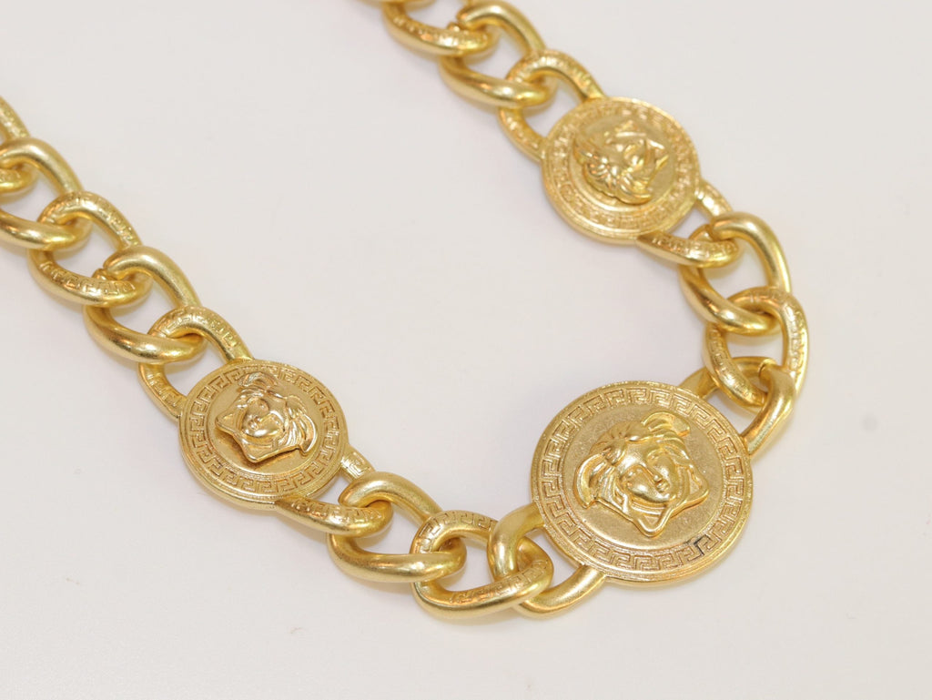 Chunky medusa gold link chain