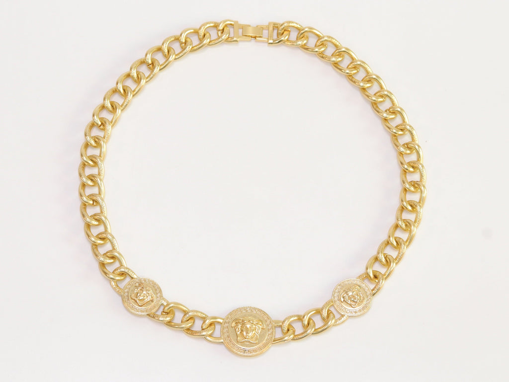 Chunky medusa gold link chain