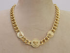 Chunky medusa gold link chain