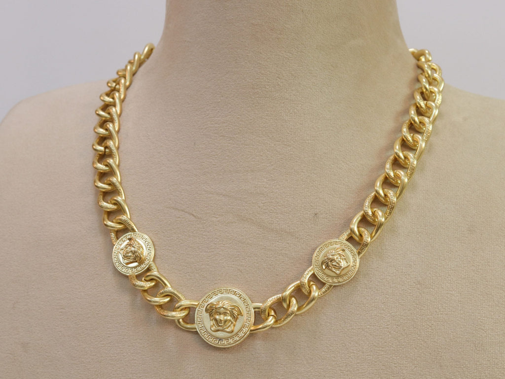 Chunky medusa gold link chain