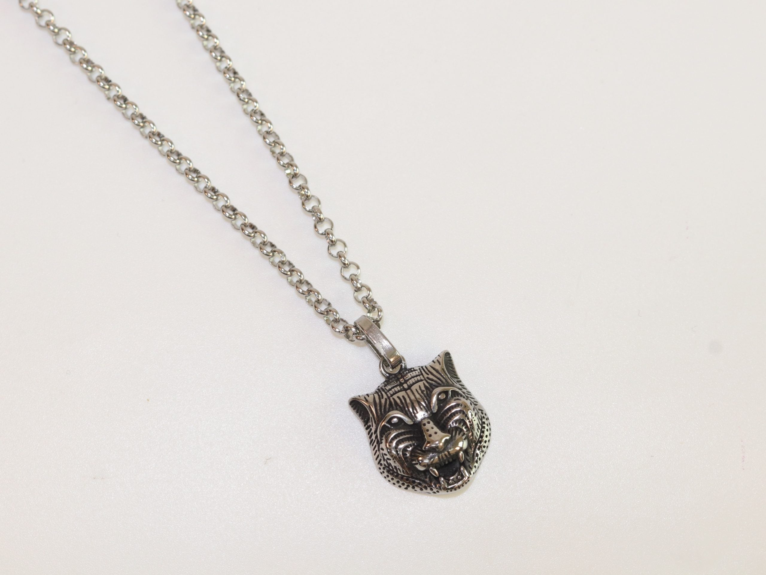 Oxidised silver panther pendant