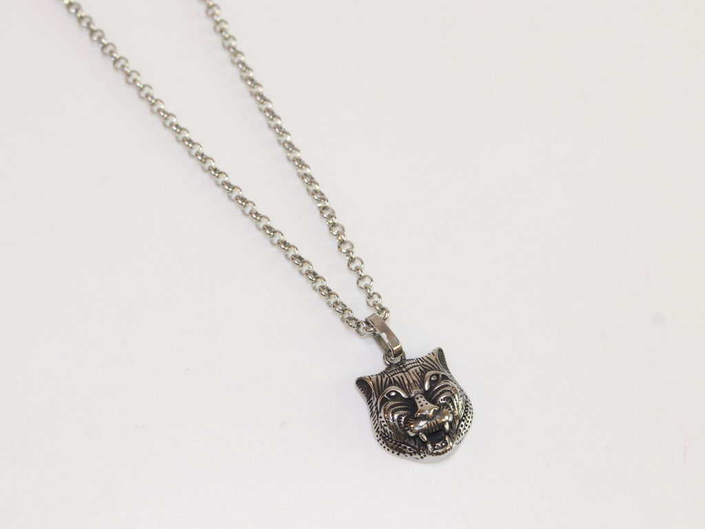 Oxidised silver panther pendant