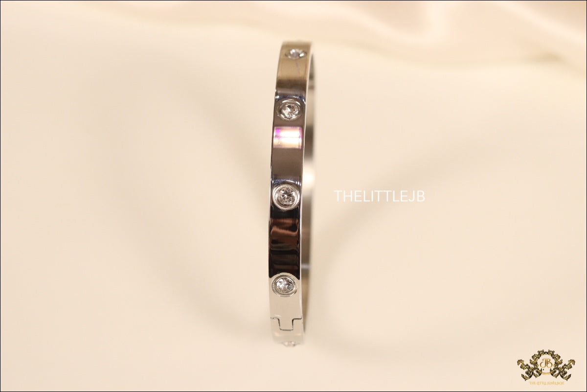 Platinum Plated openable bracelet with zircons