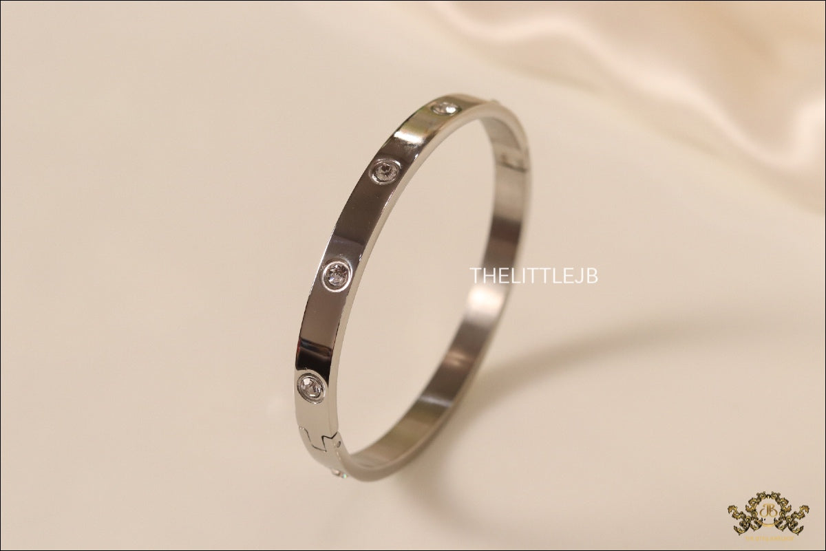 Platinum Plated openable bracelet with zircons