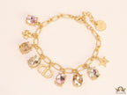 Golden chain bracelet with alphabet and cz charms