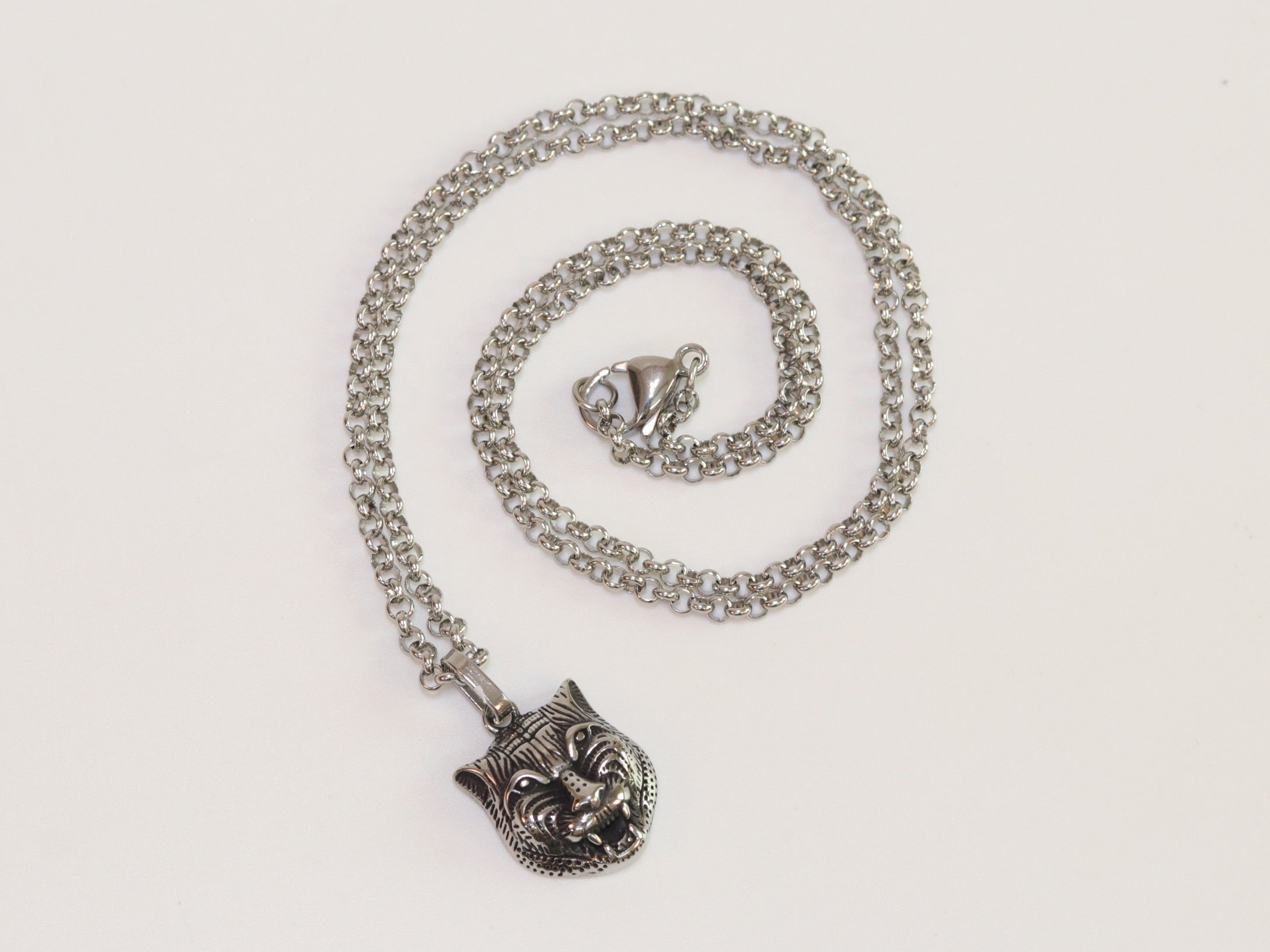 Oxidised silver panther pendant