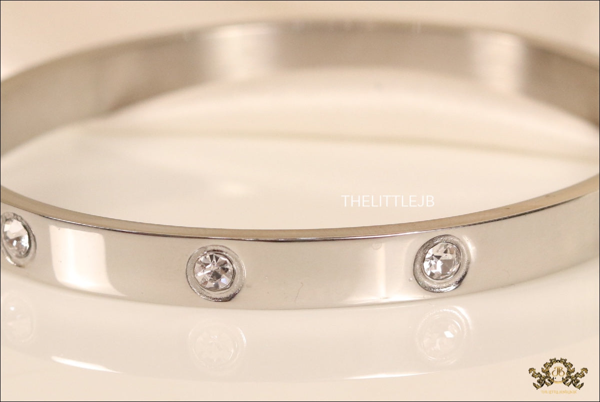 Platinum Plated openable bracelet with zircons