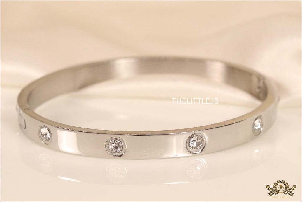 Platinum Plated openable bracelet with zircons