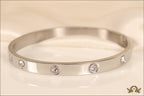 Platinum Plated openable bracelet with zircons