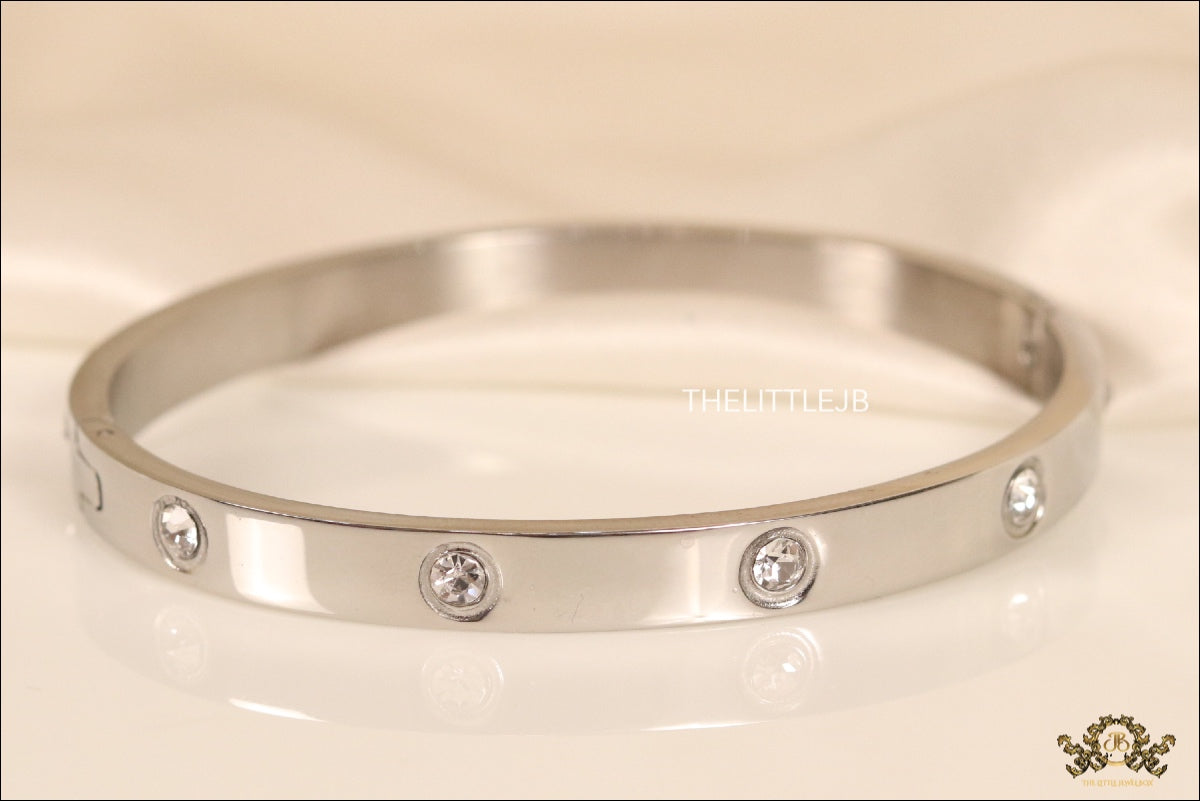 Platinum Plated openable bracelet with zircons
