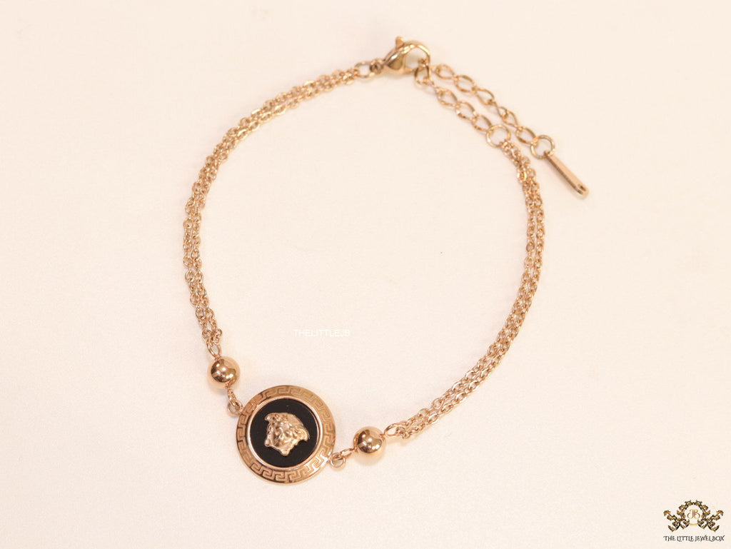 Double chain Medusa bracelet in rose gold