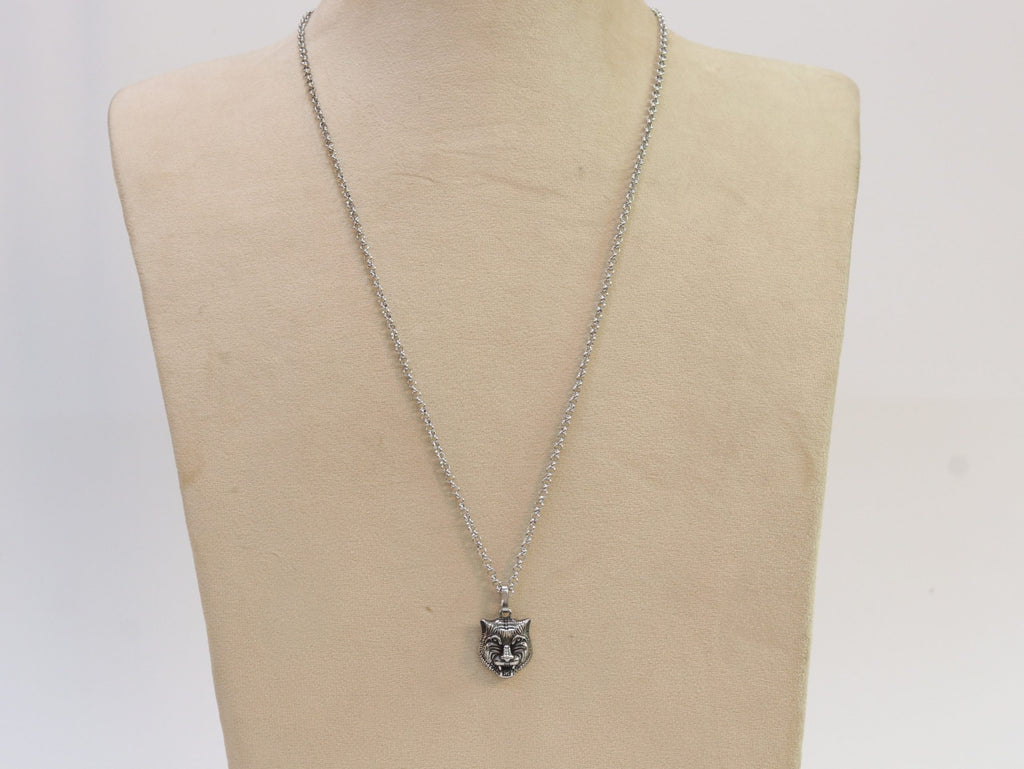 Oxidised silver panther pendant