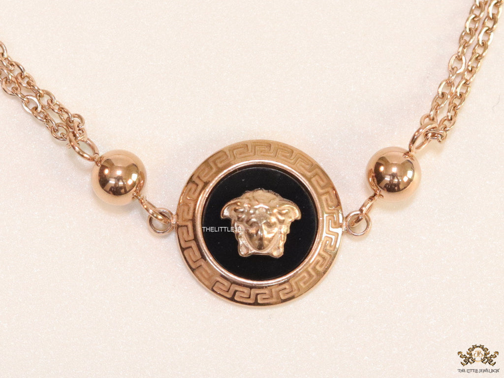 Double chain Medusa bracelet in rose gold