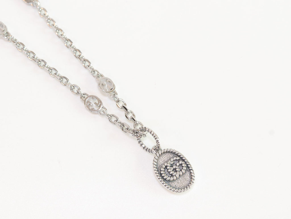 Oxidised silver double G pendant