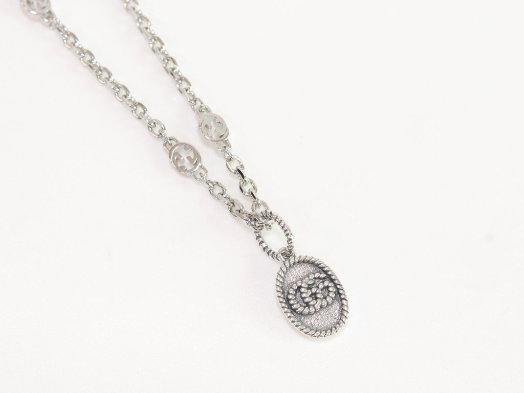 Oxidised silver double G pendant