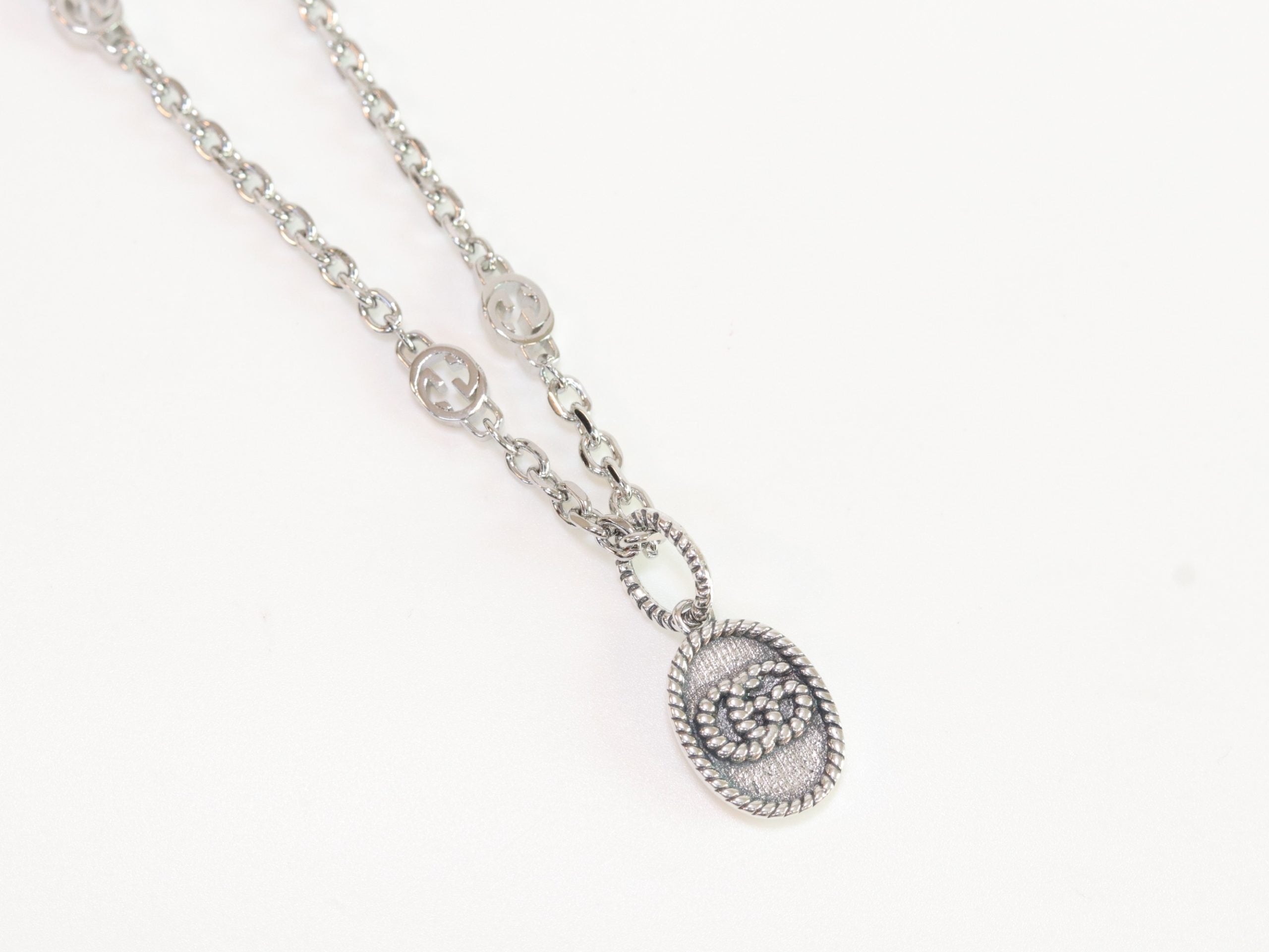 Oxidised silver double G pendant