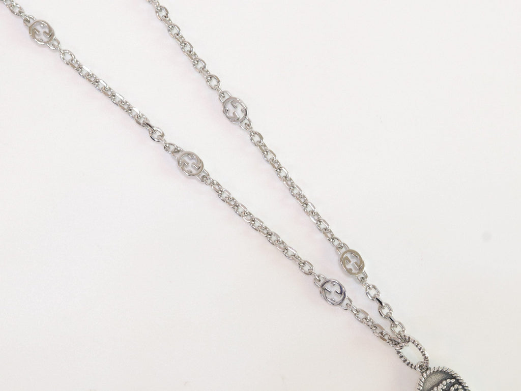 Oxidised silver double G pendant