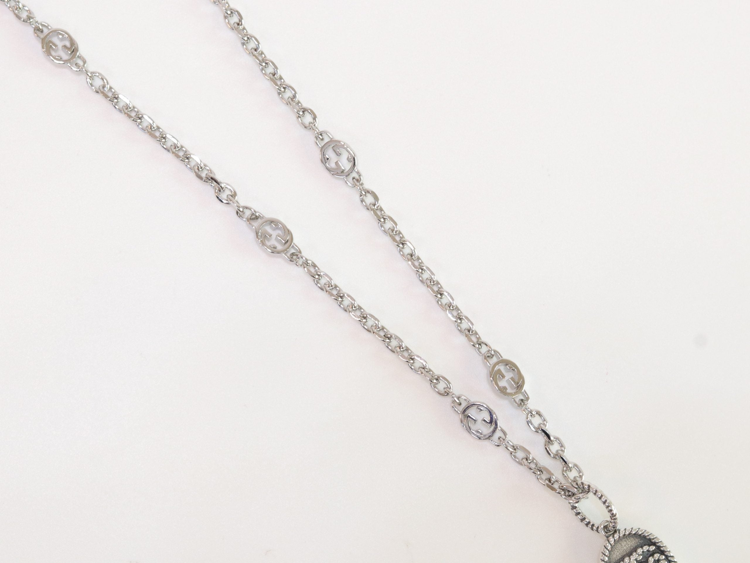 Oxidised silver double G pendant