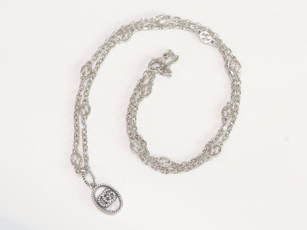 Oxidised silver double G pendant