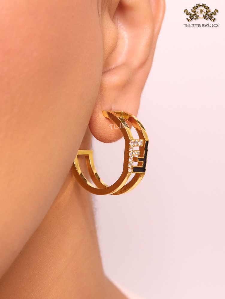 Double F Cz and black studs