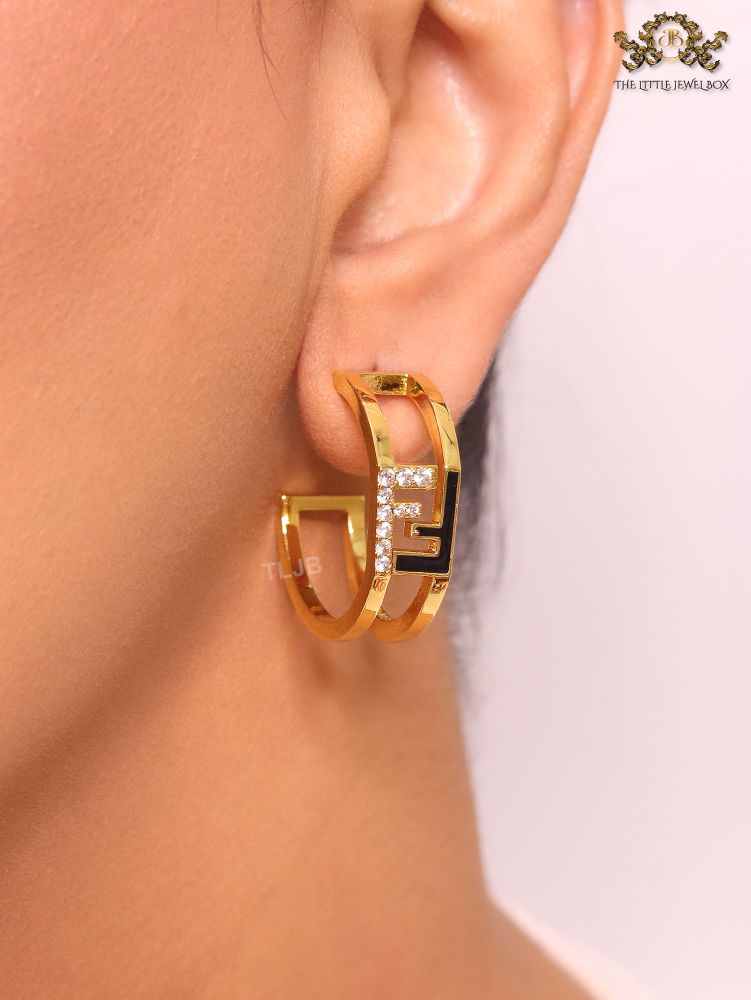 Double F Cz and black studs