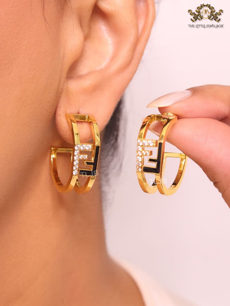 Double F Cz and black studs