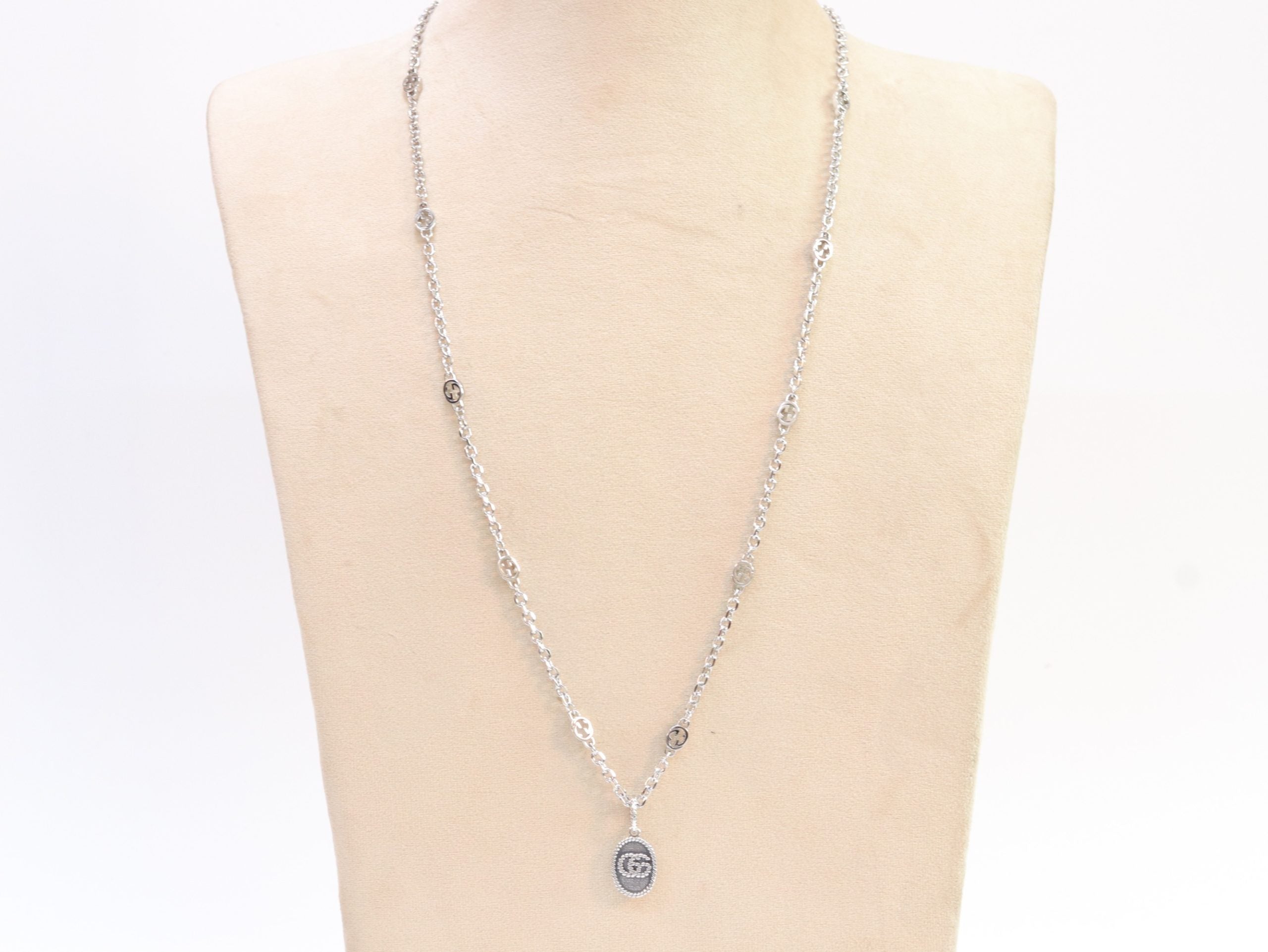 Oxidised silver double G pendant