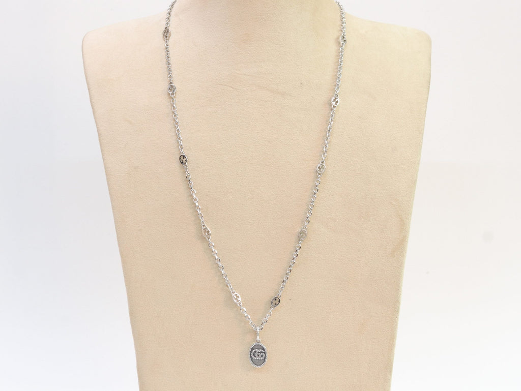 Oxidised silver double G pendant