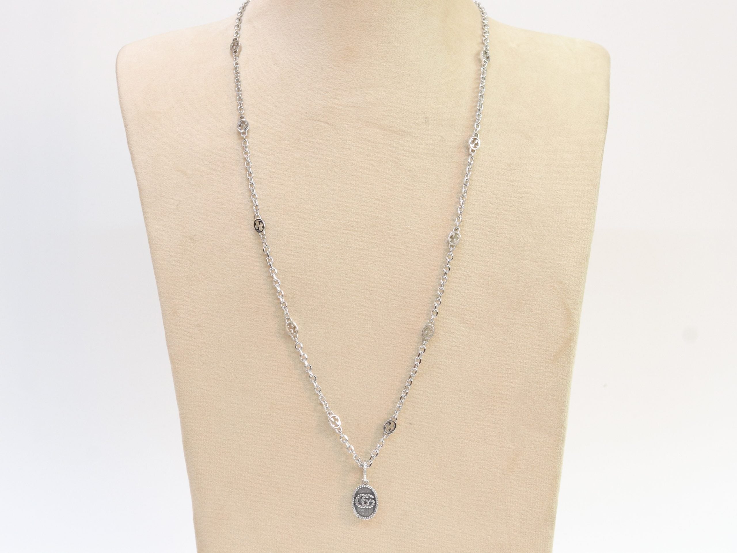 Oxidised silver double G pendant