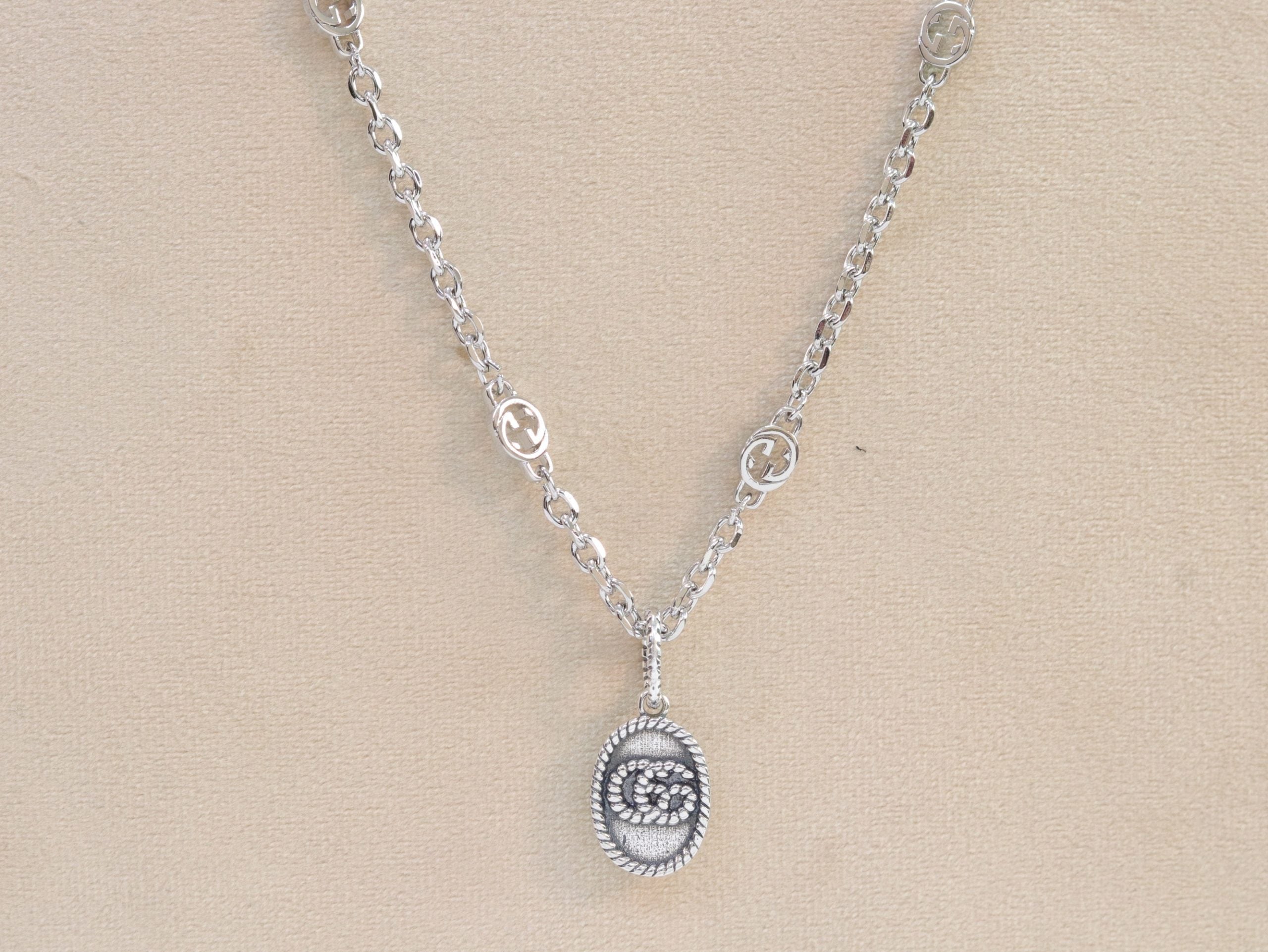 Oxidised silver double G pendant