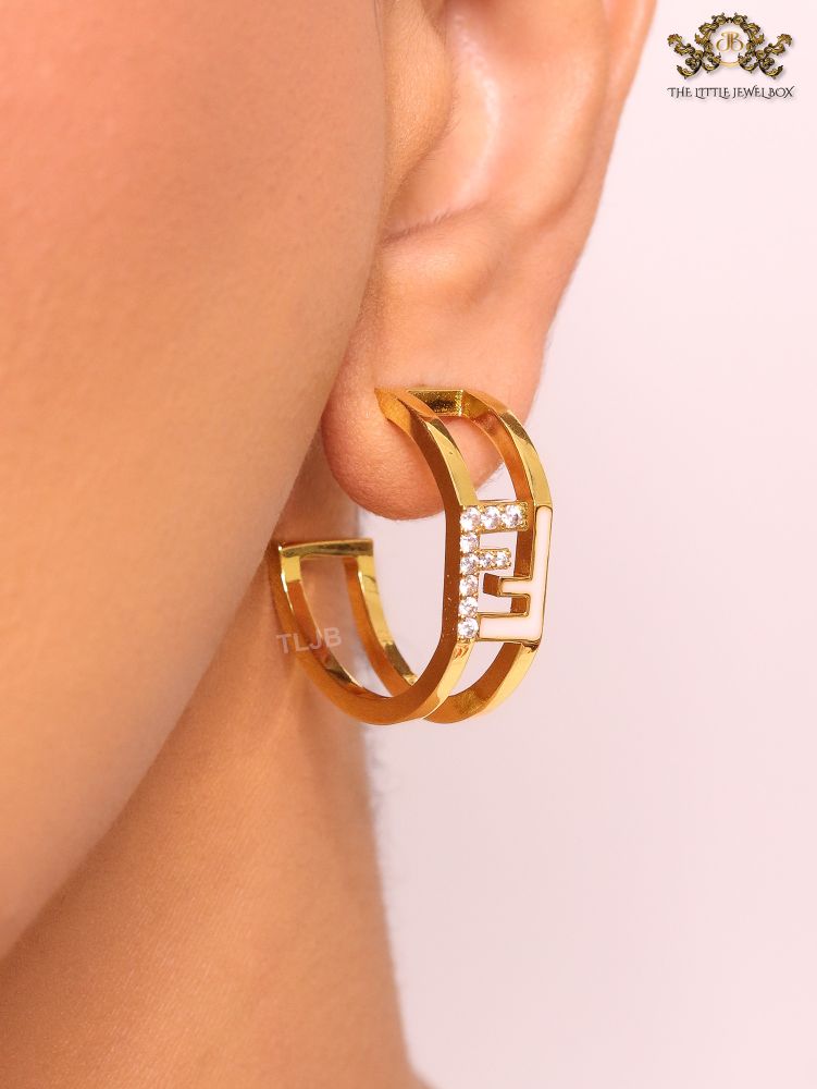 Double F Cz and gold studs