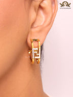 Double F Cz and gold studs