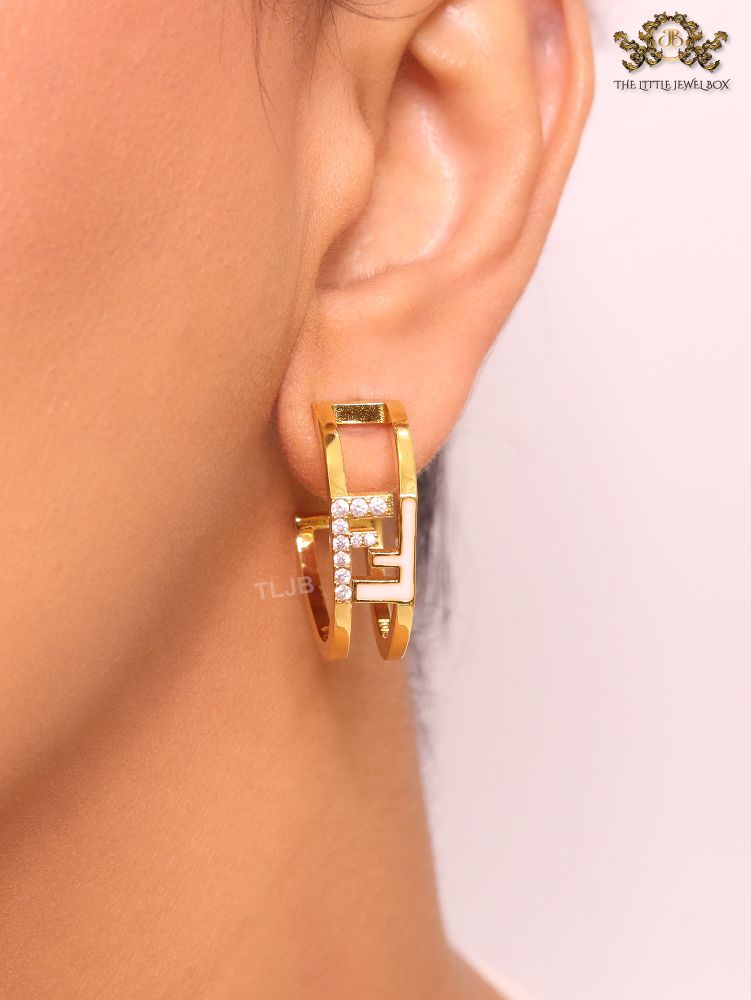 Double F Cz and gold studs