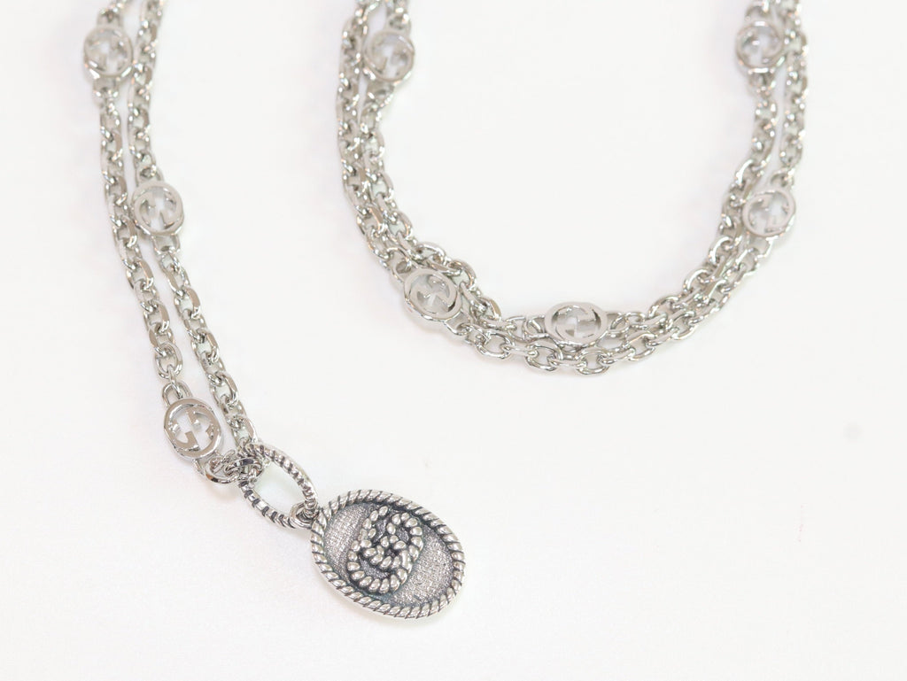 Oxidised silver double G pendant