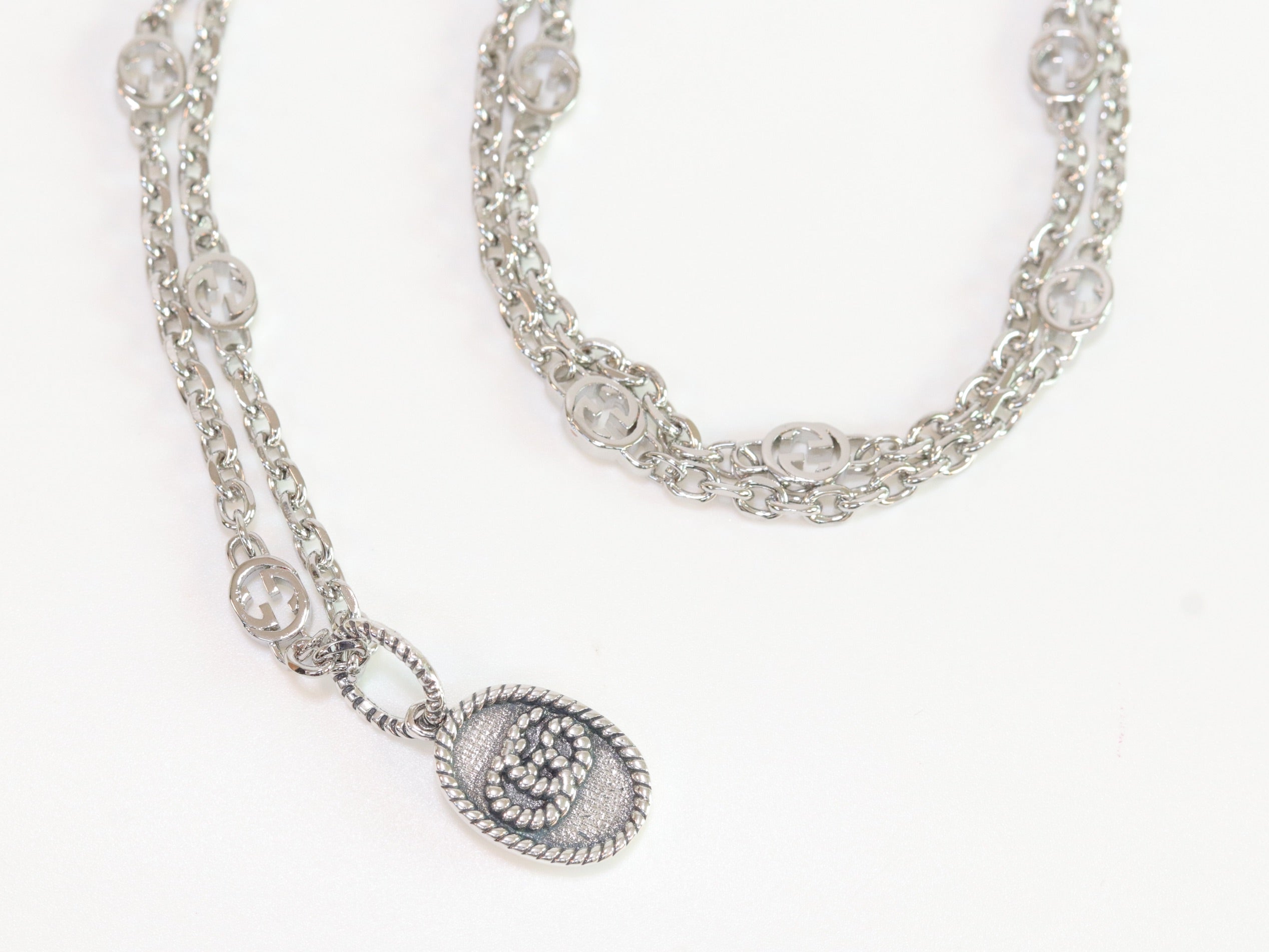 Oxidised silver double G pendant