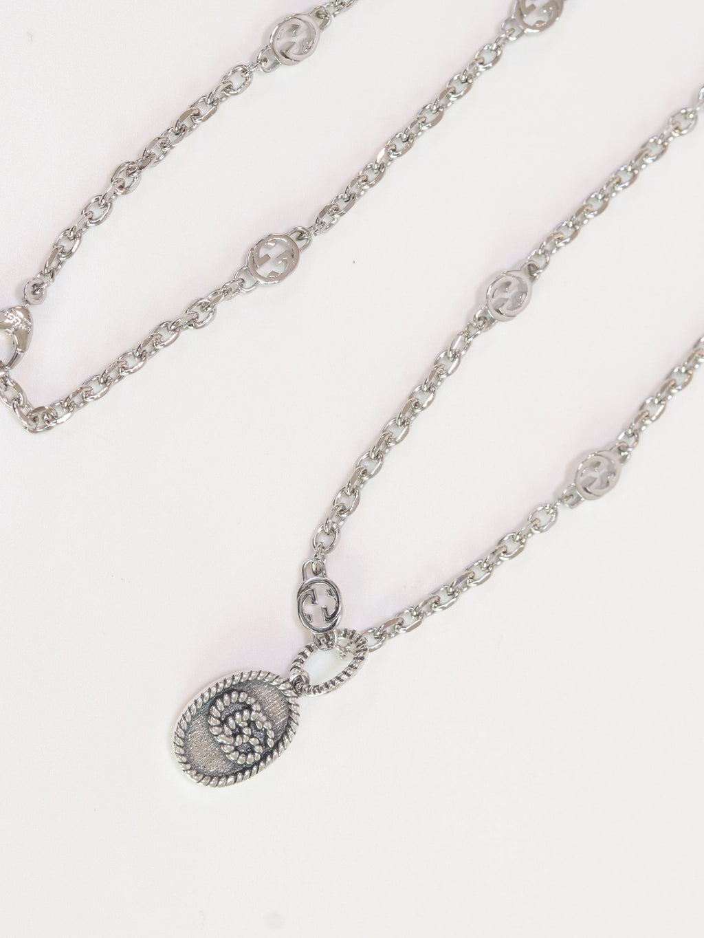 Oxidised silver double G pendant