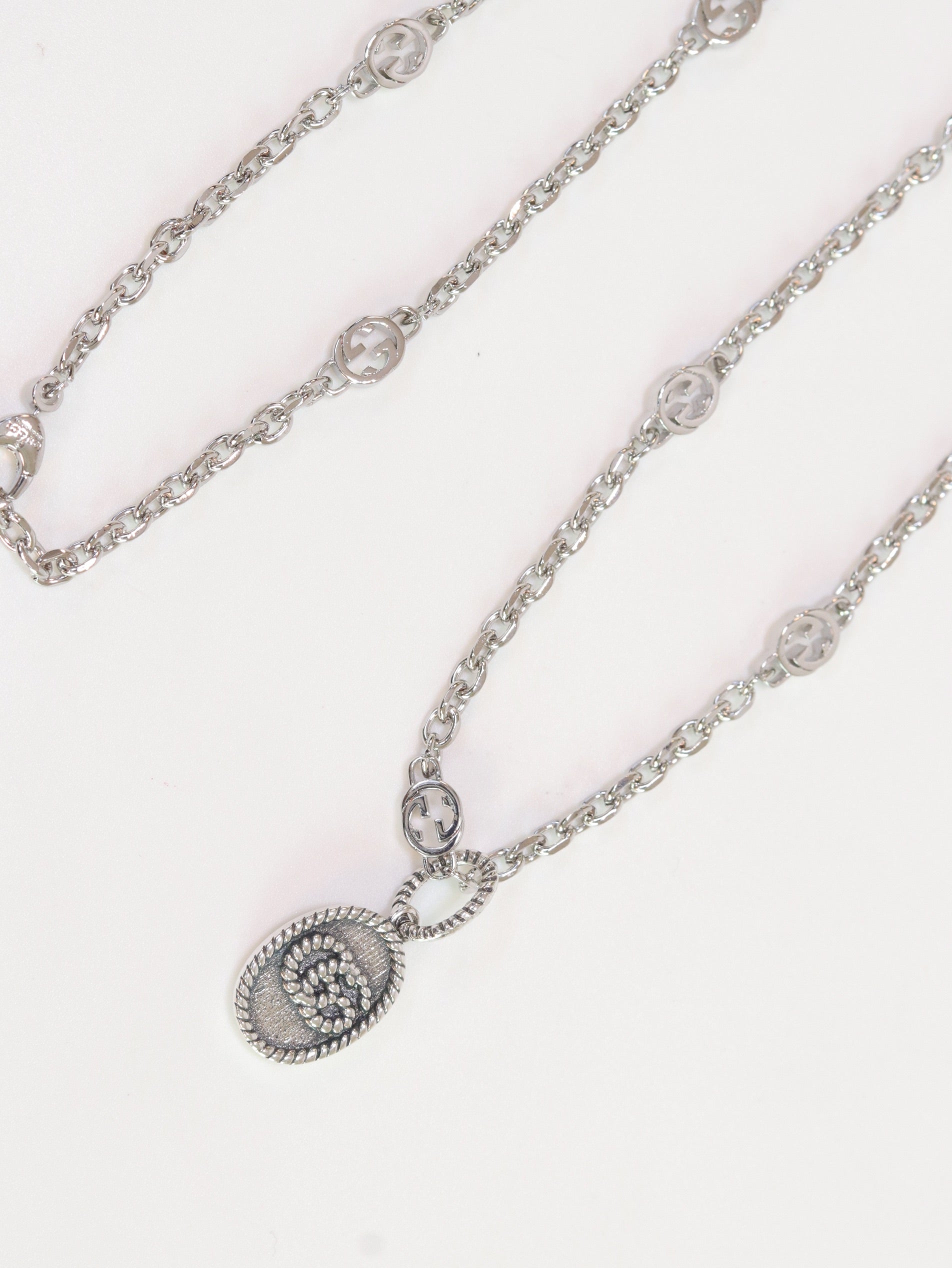 Oxidised silver double G pendant