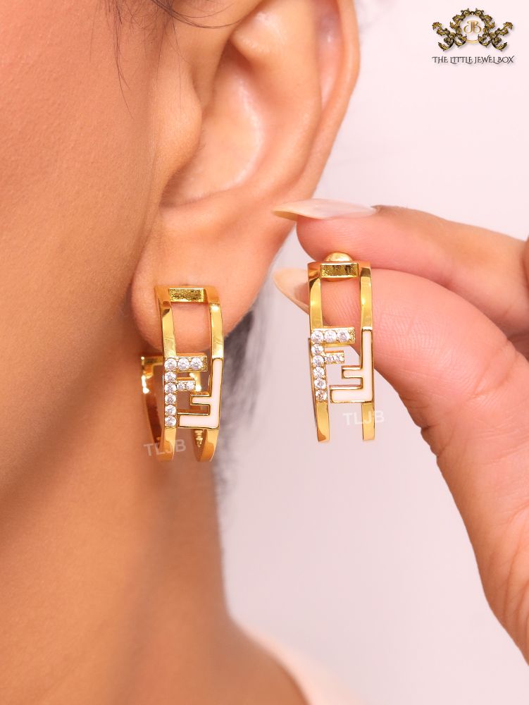 Double F Cz and gold studs
