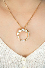 Alphabet BVL White MOP CZ Pendant Set with Gold Chain | Designer Jewelry Set