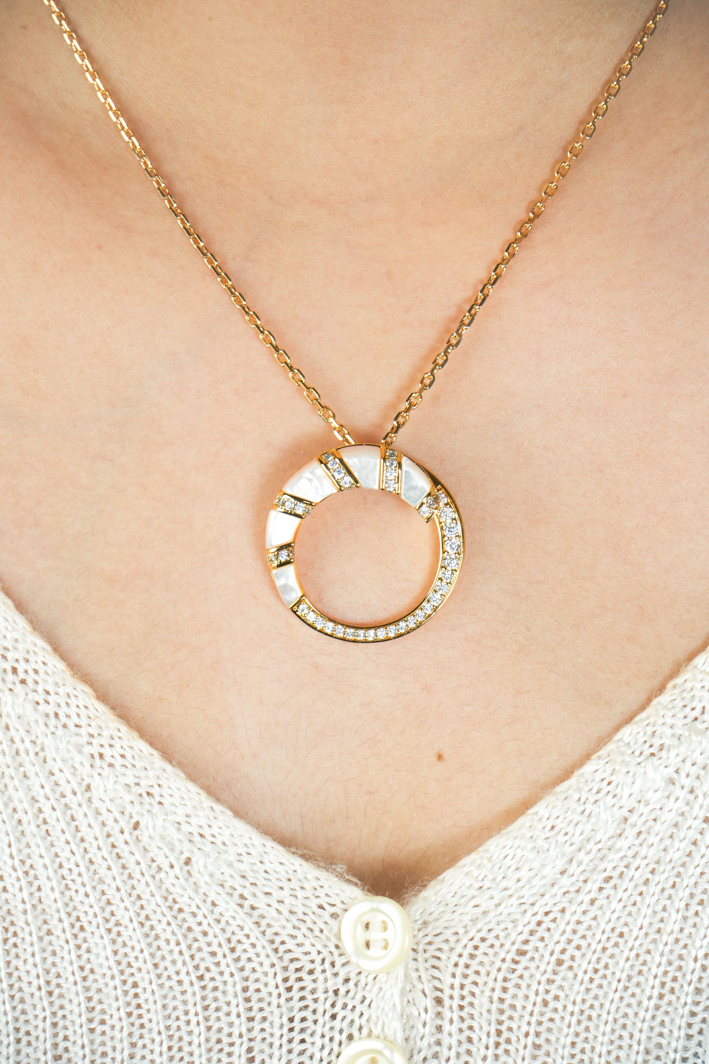 Alphabet BVL White MOP CZ Pendant Set with Gold Chain | Designer Jewelry Set