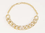 Alphabet V Chunky gold linked chain with CZ