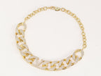 Alphabet V Chunky gold linked chain with CZ