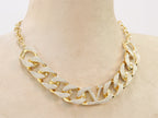 Alphabet V Chunky gold linked chain with CZ