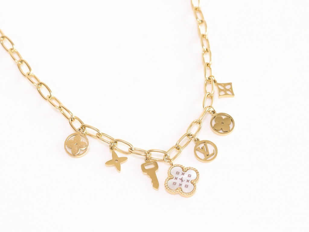 Alphabet L and V gold plated chain with charms