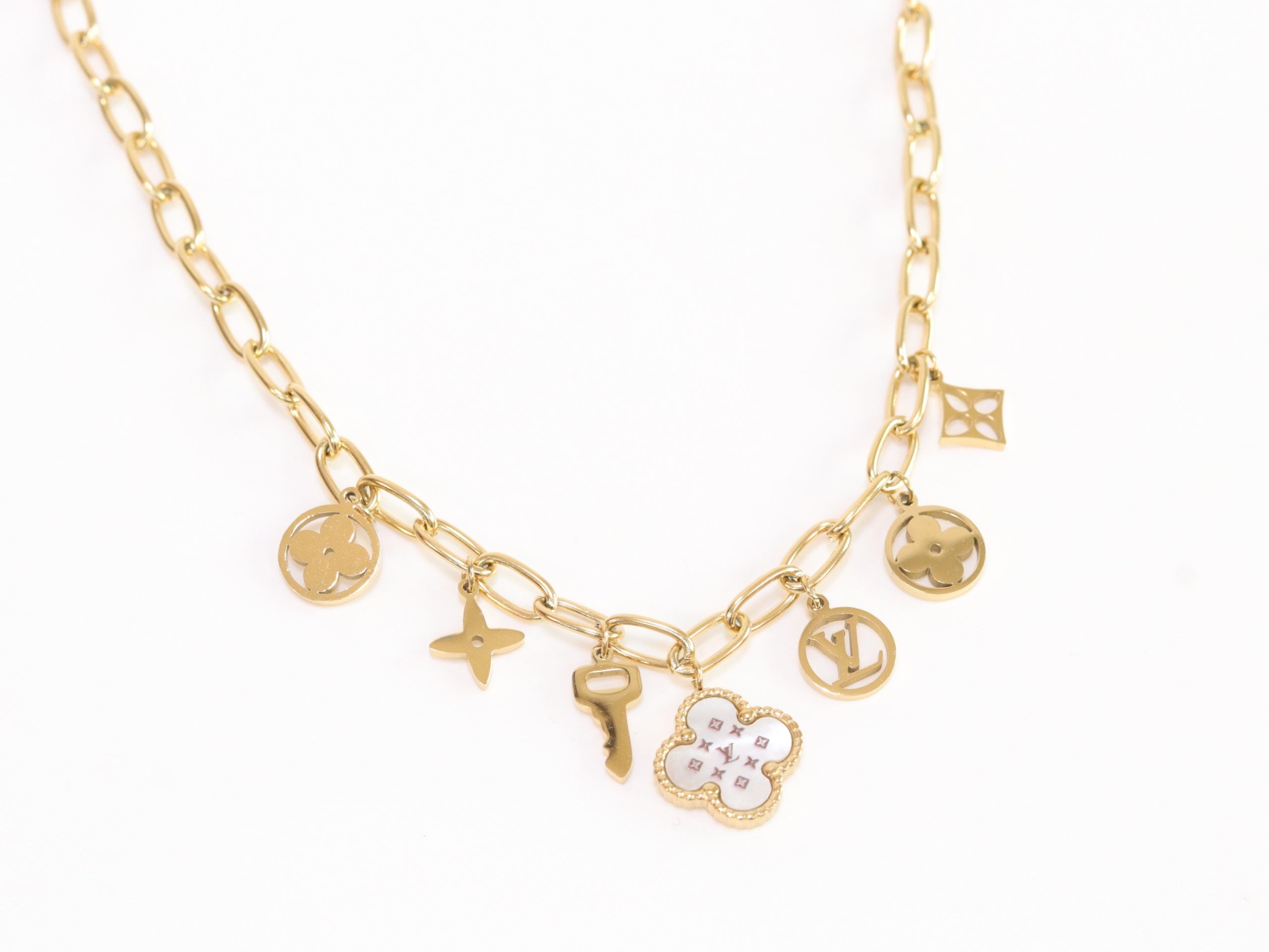 Alphabet L and V gold plated chain with charms