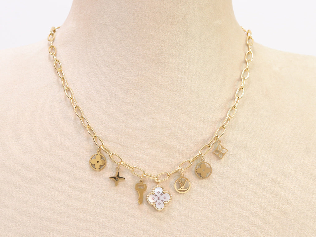 Alphabet L and V gold plated chain with charms